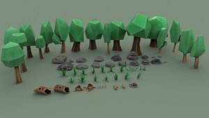 tree forest cartoon pack 3D