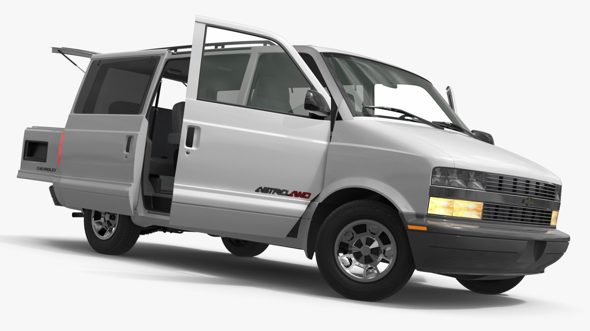 Chevrolet Astro Passenger Van AWD White Rigged for Cinema 4D 3D model preview
