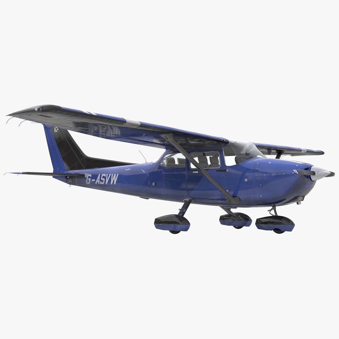 Cessna 172 Blue 3D model preview