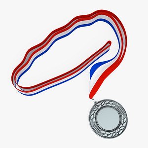 Silver Award Medal with Tricolor Ribbon 3D