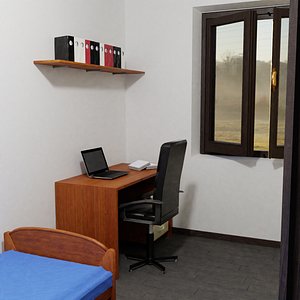 3D small single bedroom bed