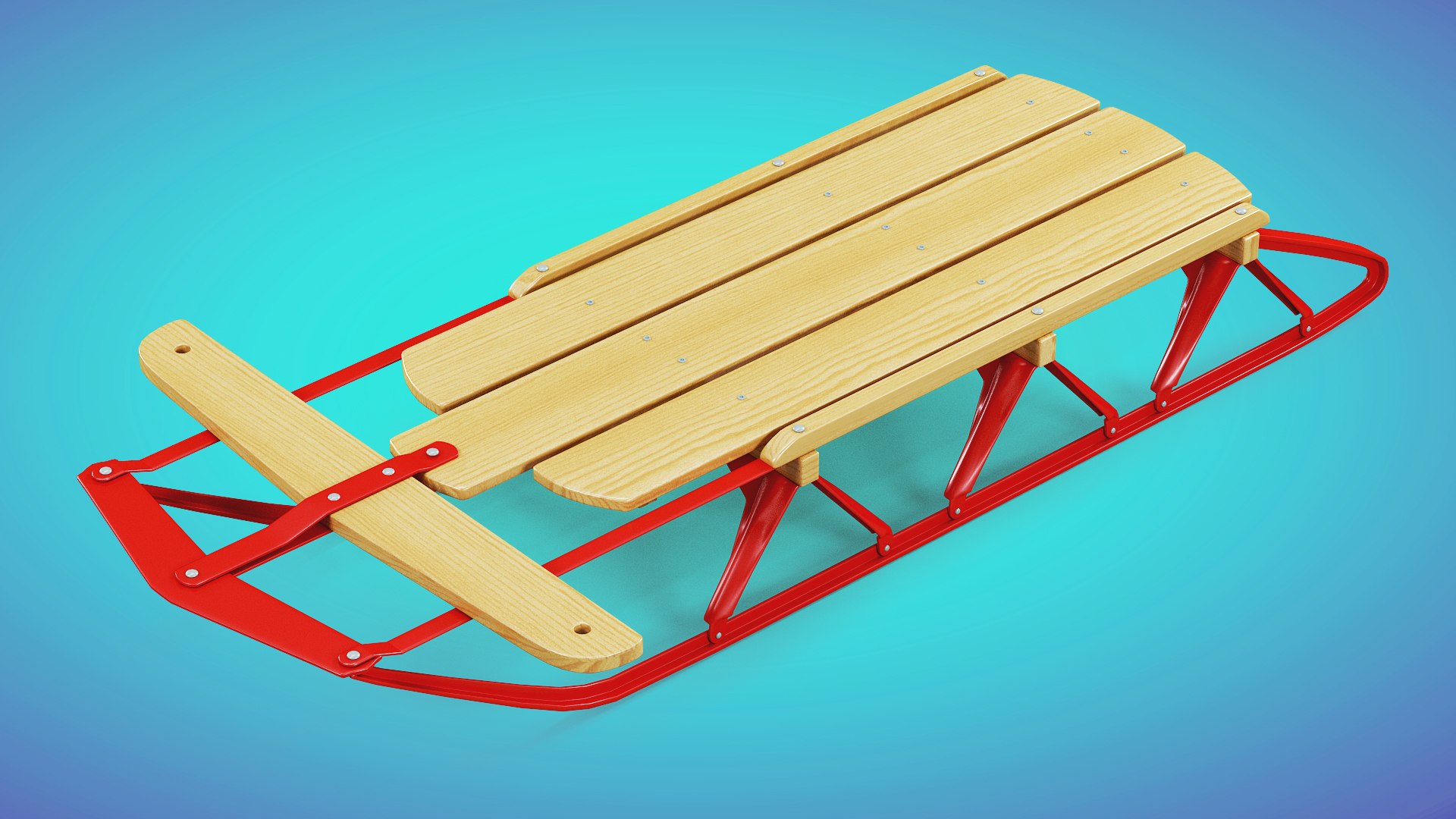 Wooden snow sled model TurboSquid 1651640