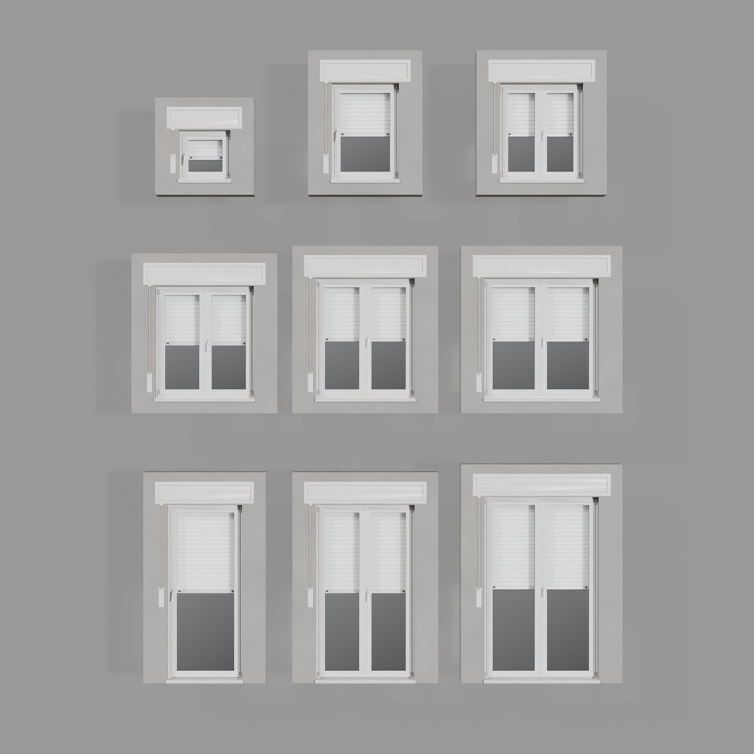 Realistic Windows And Shutters - 54 Models PVC And Aluminium 3D Model ...