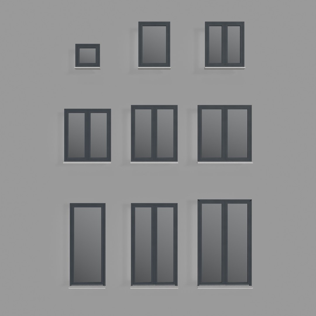 Realistic Windows And Shutters - 54 Models PVC And Aluminium 3D Model ...