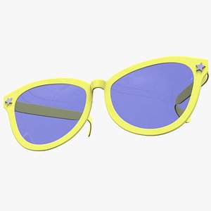 funny yellow exaggerated sunglasses 3D model