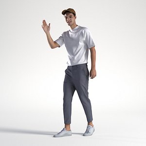 People Man Ivan 1310 Casual Outfit Standing Waving Low poly 3D model