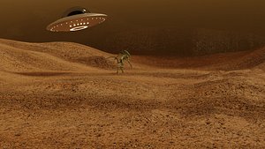Mars Scene and UFO