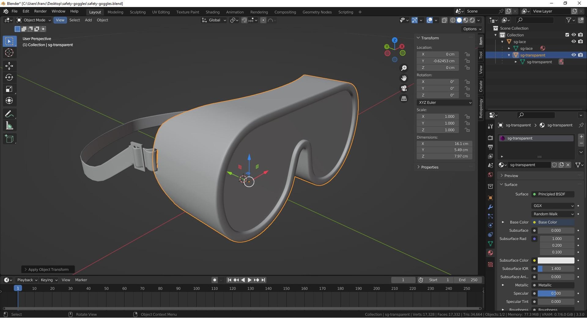 3D Safety Goggles - TurboSquid 1958279