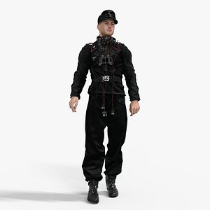 3D German Panzer Crew Soldier WWII Low-poly model