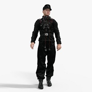 German Panzer Crew Soldier WWII Low-poly