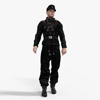 German Panzer Crew Soldier WWII Low-poly