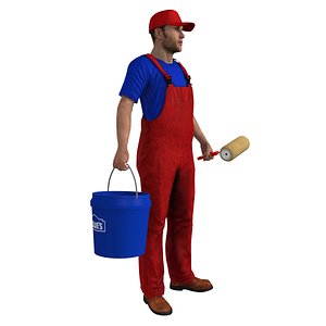 3d rigged paint worker 4 model