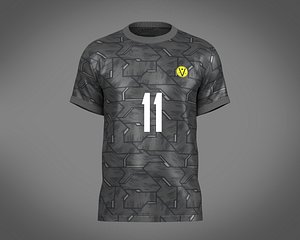 Soccer Football Black with Gray Jersey Player-11 3D model