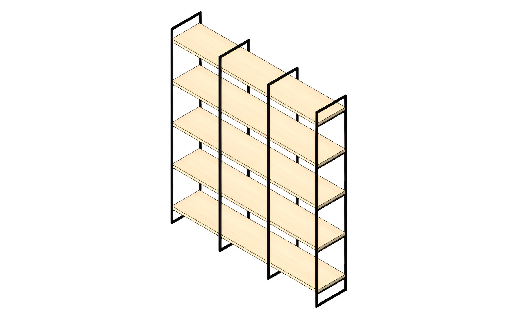 Steel Frame Wooden Shelf Rack - RFA OBJ FBX SKP DWG Formats 3D ...