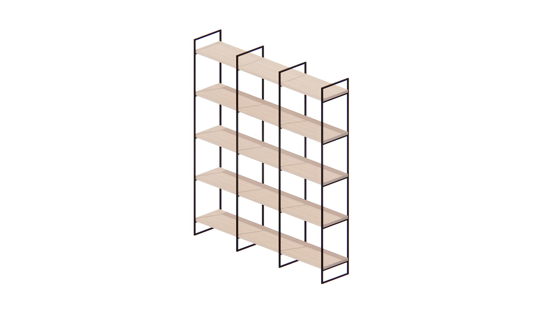 Steel Frame Wooden Shelf Rack - RFA OBJ FBX SKP DWG Formats 3D ...