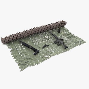 3D Military Camouflage Net with Assault Rifles