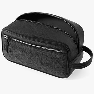 3D Open Cosmetic Bag Leather Black model