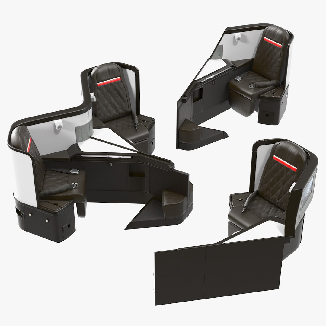 Airplane Business Class Seats Set 3D model preview