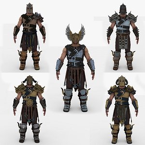 5 in 1 Warrior Rigged 3D model
