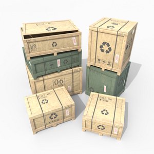 3D Customizable Wooden Crate Pack - Scene Essentials