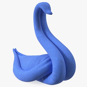 3D model Elegant Blue Towel Swan with Folded Wings