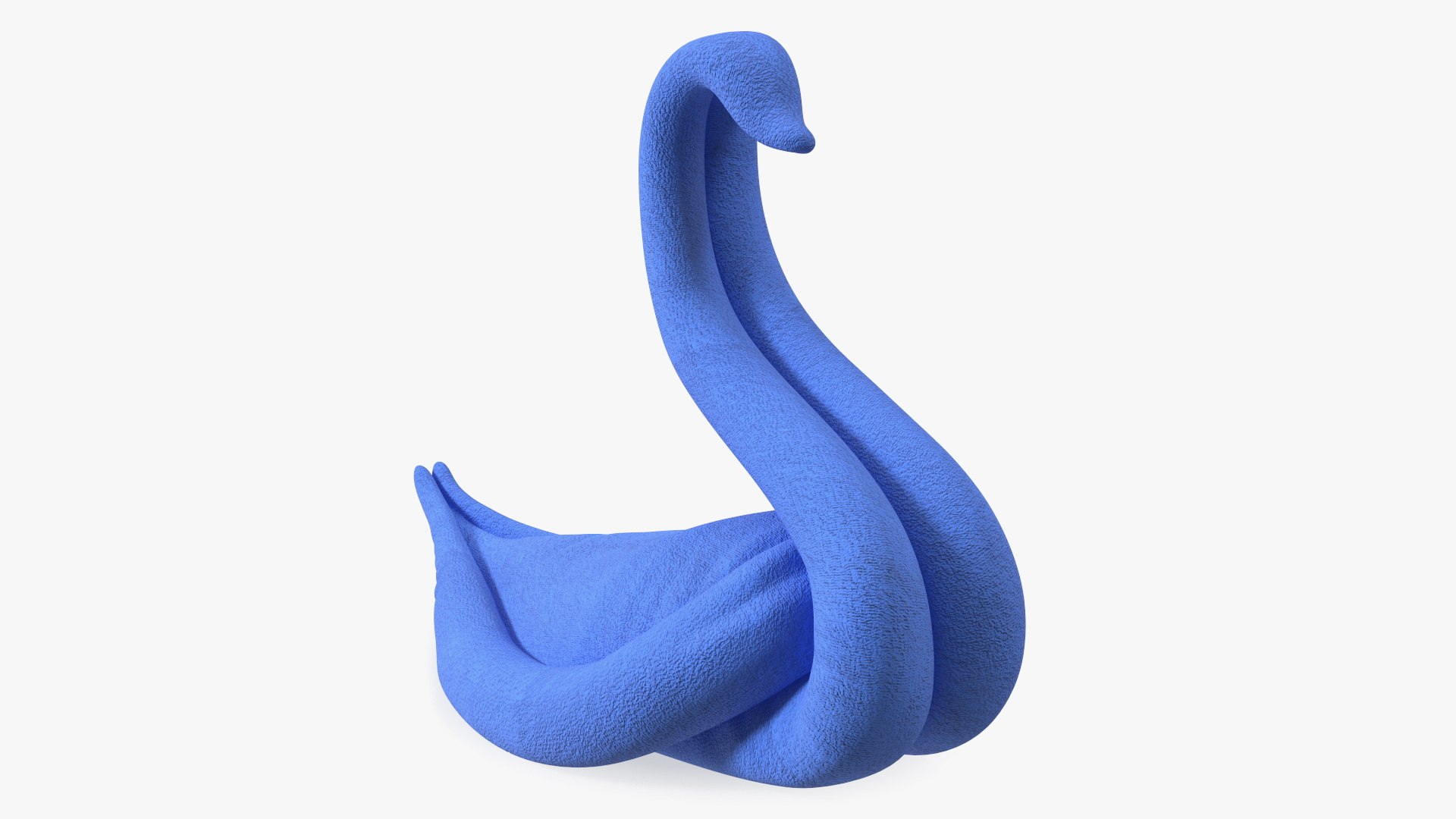 Elegant Blue Towel Swan with Folded Wings 3D model preview