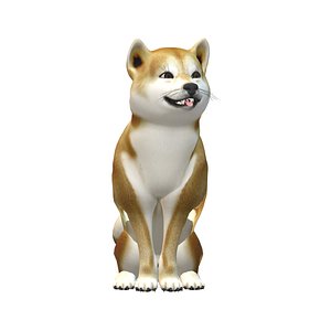 3D Shiba Inu dog - sitting