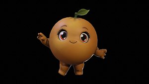 3D Chibi Fruit Orange Two model