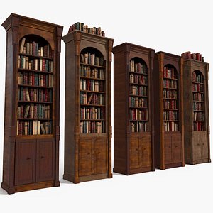 Luxurious Thin Wood Bookcase Set