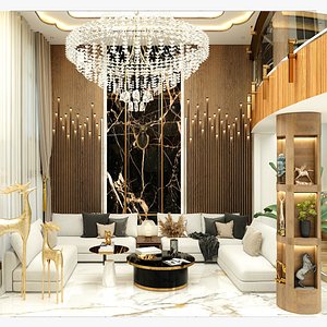 Double Hight Living Room 3D