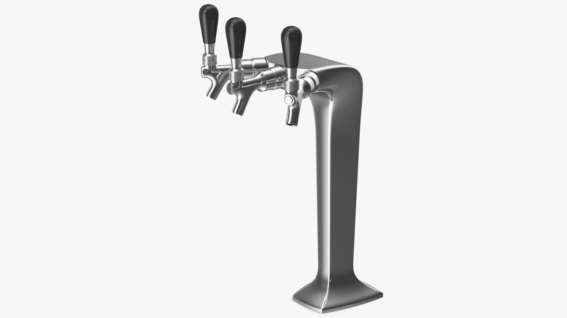 Triple Beer Tap Faucet Chrome Draft Beer Tower 3D model preview