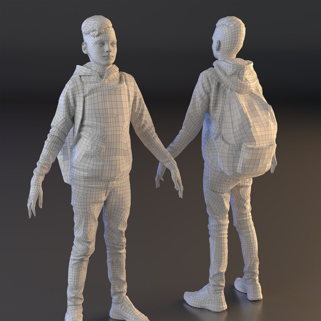 Rigged Student Figure 0160 - 3D Scanned Teenage Character 3D Model ...