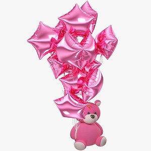3D Teddy Bear with Balloons Collection V2