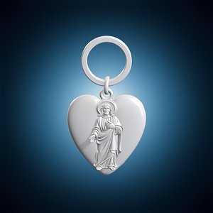 Saint Jude Heart Keychain 3D Printable 3D model