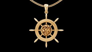wheel lion pendant