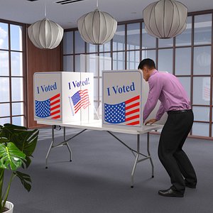 Man with Voting Table Fur Rigged 3D model