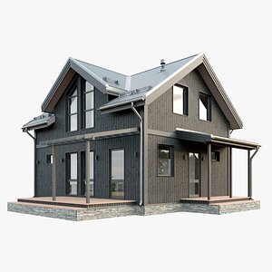 3D Modern Cottage house 2 model