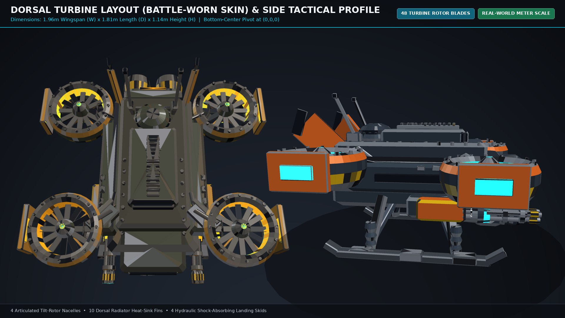 3D model Sci-Fi Tactical Combat  Recon Drone - 4K PBR 4 Skins https://p.turbosquid.com/ts-thumb/wO/x0LK2F/bg/05_product_shot_top_dorsal_and_side_profile_1920x1080/png/1792238677/1920x1080/fit_q87/06b78d6fb74303be3c72dcbd95fb0982bdcb65d6/05_product_shot_top_dorsal_and_side_profile_1920x1080.jpg