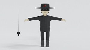 3D zorro character hat