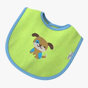 3D Green Baby Bib with Dog