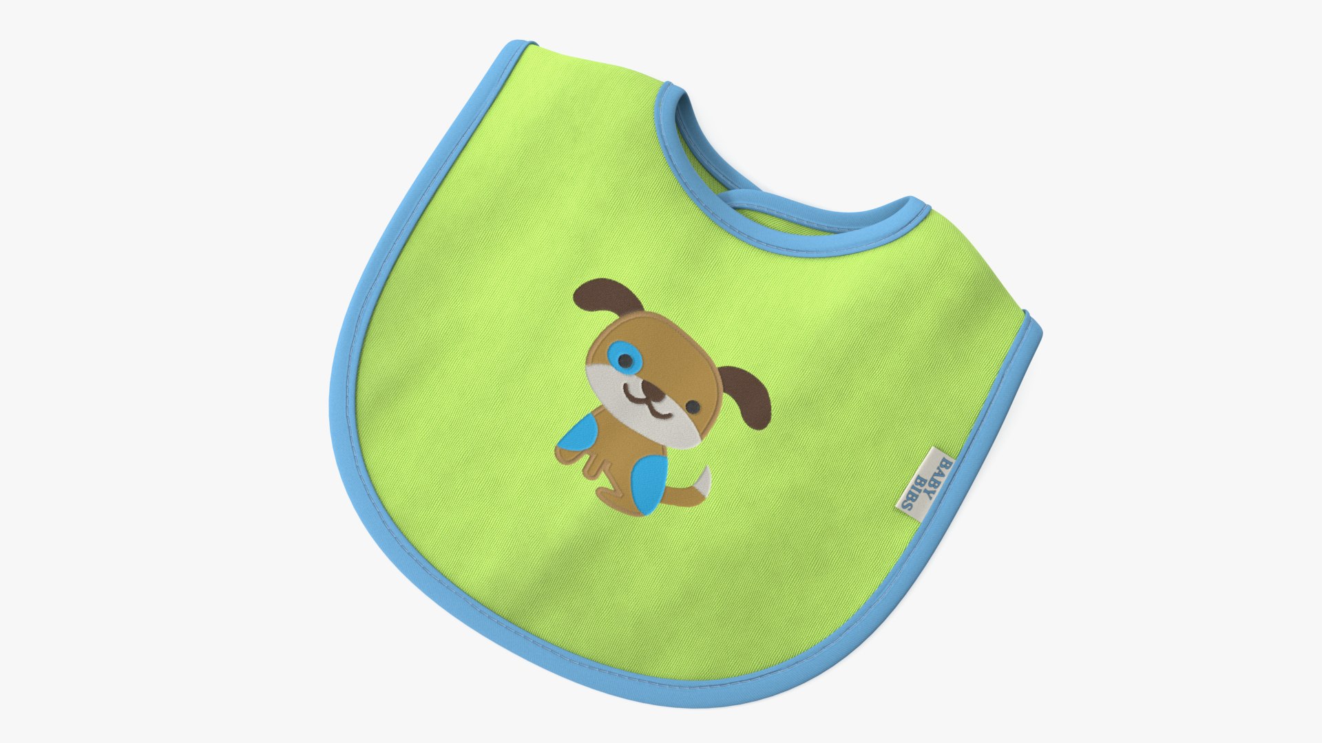 Green Baby Bib with Dog 3D model preview