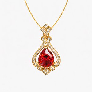 3D 14K Gold Gemstone Diamond Ring Pendant Set 3D Model 3D print model