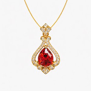 14K Gold Gemstone Diamond Ring Pendant Set 3D Model 3D print model