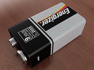 3D model 9v battery