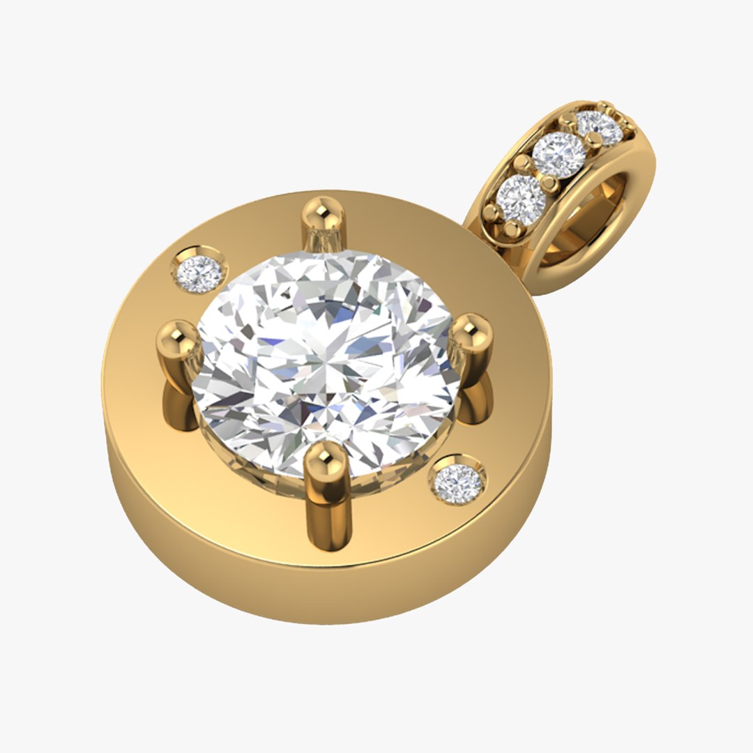 1ct Diamond Charm Pendant CAD 3d Model Ready for 3D Printing Casting