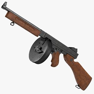 Thompson 1928A1 with Round Drum Magazine 3D Model