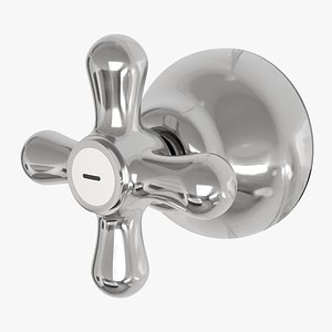 Classic Chrome Shower Valve Handle with Cross Design