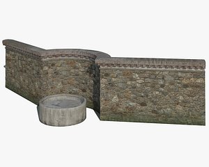 3d model of old stone wall