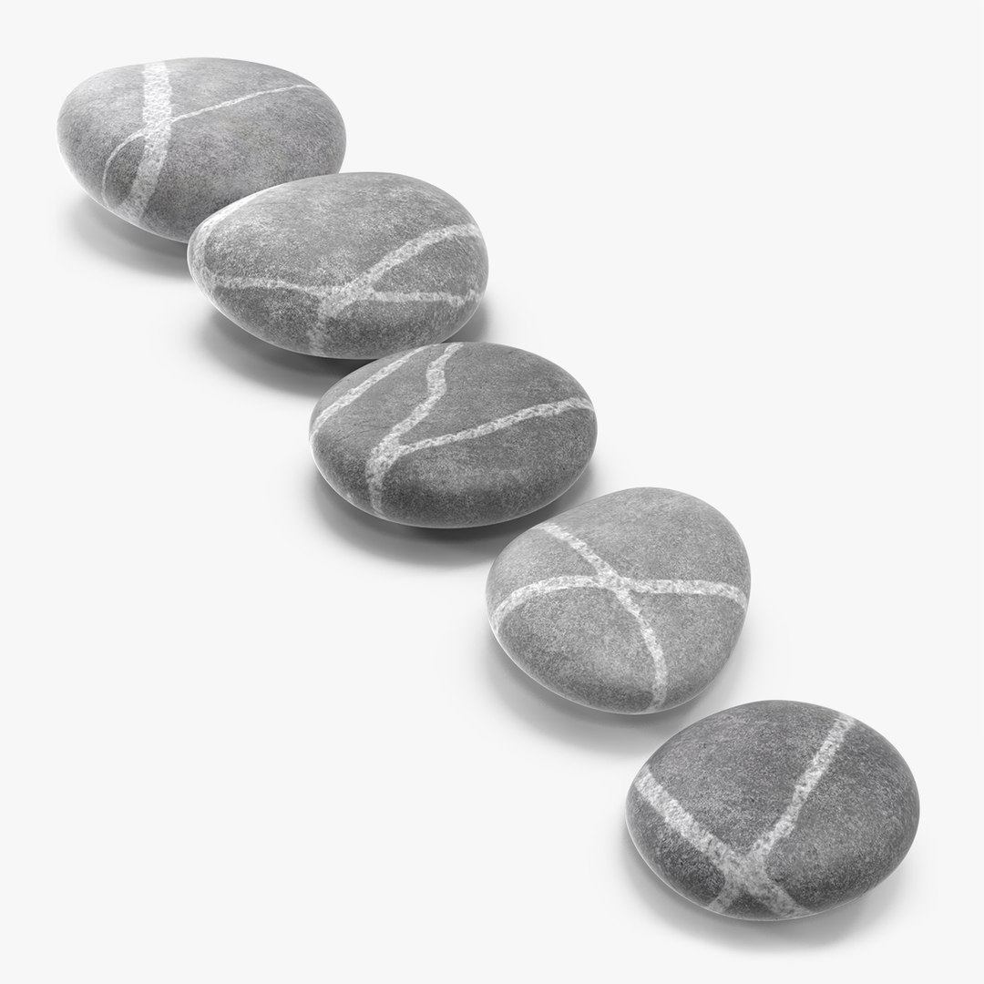 Beach Stones with Quartz Veins 3D model preview