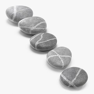 beach stones quartz veins 3D model